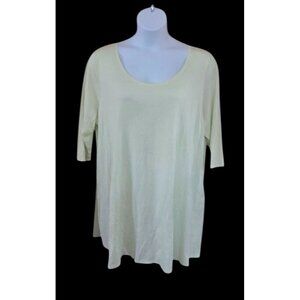 Pure Jill Womens 3X Ballet-Sleeve Tunic Top Light Yellow fairycore soft